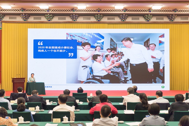 圖為張海迪宣講殘疾人事業(yè)發(fā)展成就